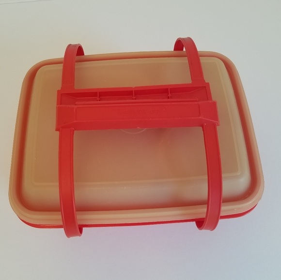 Vintage Tupperware Set 5 Containers 5 Lids Pack n Carry Red Lunch Box - Picture 13 of 14